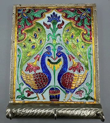 Meenakari Diseño Pavo Real Decorativo Montaje en Pared Colgante Llavero India 6.5" Foto 1 de 4