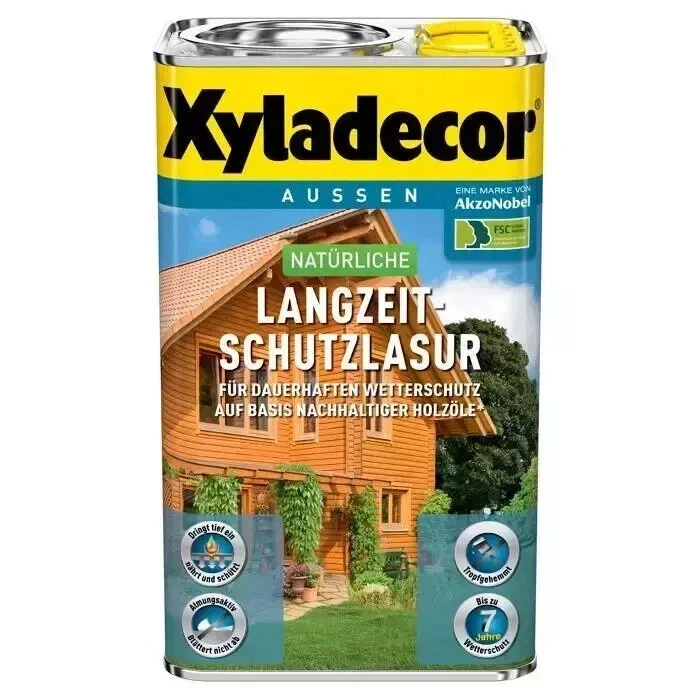 6 x 0,75 Xyladecor natürliche Langzeit-Holzschutzlasur 4,5 L Farbwahl - Bild 1 von 1
