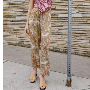Novella Royale Cora Pant Peach Paisley Cropped Pant Tie Waist Sz 1 Us Sz Small - Picture 1 of 5