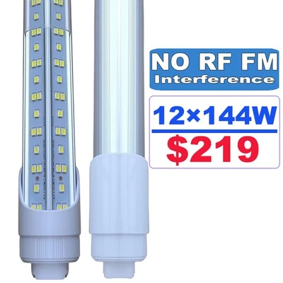 Tubo de luz LED 2 pines R17D T8 8 pies HO 72W 144W 8 pies LED tienda bombillas 6500K × 12 25 Foto 1 de 4