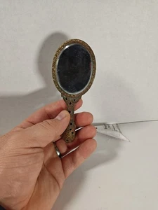 Vintage kleiner Handspiegel mit Blumenmuster 5 Zoll lang und 2 Zoll breit - Bild 1 von 6