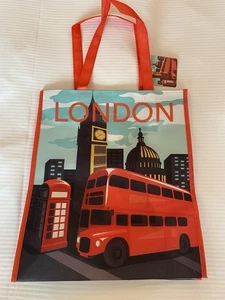 Whole Foods Market London Beuteltasche Tasche rot Bus Big Ben England neu mit Etikett UK neu - Bild 1 von 6
