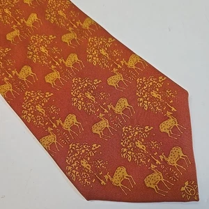 Arnys Paris Neck Tie 100% Silk Deer Fawn Print Luxury Rare France 58.5" x 3.75" - Picture 1 of 4