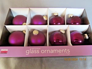 WEIHNACHTEN DÄMMERUNG GLAS ORNAMENTE LILA HANDARBEIT MARTHA STEWART - 8er SET - Bild 1 von 4