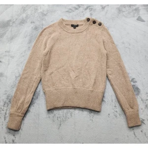 J.Crew Pullover Damen S hellbraun camel Alpaka Wollmischung Strick Knopf Schulter Detail - Bild 1 von 9
