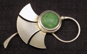 Spilla Vintage Argento Sterling Floreale Spilla Messico Turchese Cabochon 33,5 grammi - Foto 1 di 16