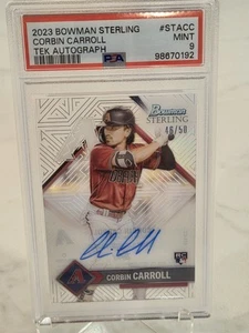 2023 Bowman Sterling CORBIN CARROLL Tek RC Auto #/50 PSA 9 MINT AUTOGRAPH - Picture 1 of 4