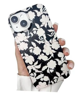 for iPhone 13/14 Case Cute Flower Design Phone Case for Women Black White - Photo 1/7