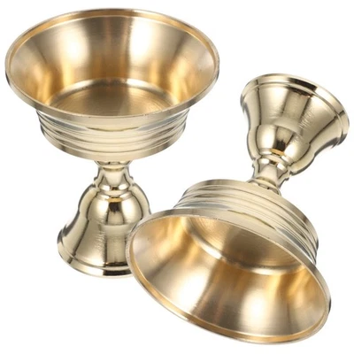 2 stücke Kerze Steht Kupfer Kunst Kerzenhalter Tempel Verwenden Retro Leuchter - Bild 1 von 4