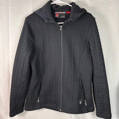 Suéter negro Spyder Major con capucha Cable Core para mujer ajuste atlético talla grande Foto 1 de 4