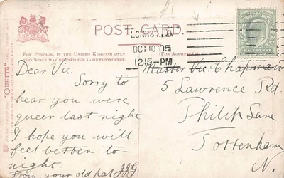 POSTAL DE HISTORIA FAMILIAR - CHAPMAN - TOTTENHAM LAWRENCE ROAD c1905 - Imagen 1 de 2