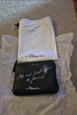 3-1 PHILLIP LIM 10º ANIVERSARIO CUERO NEGRO NANO SEGUNDO BOLSO CLUTCH RV$195 Foto 1 de 4