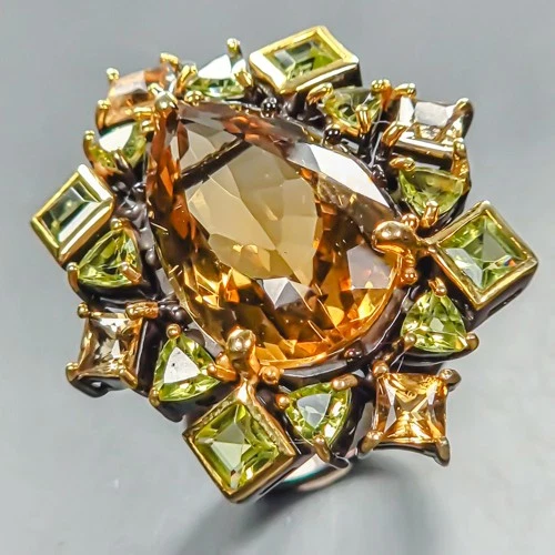 Vintage 28 ct Natural Citrine Quartz Ring 925 Sterling Silver Size 8 /R445808 - Image 1 of 1