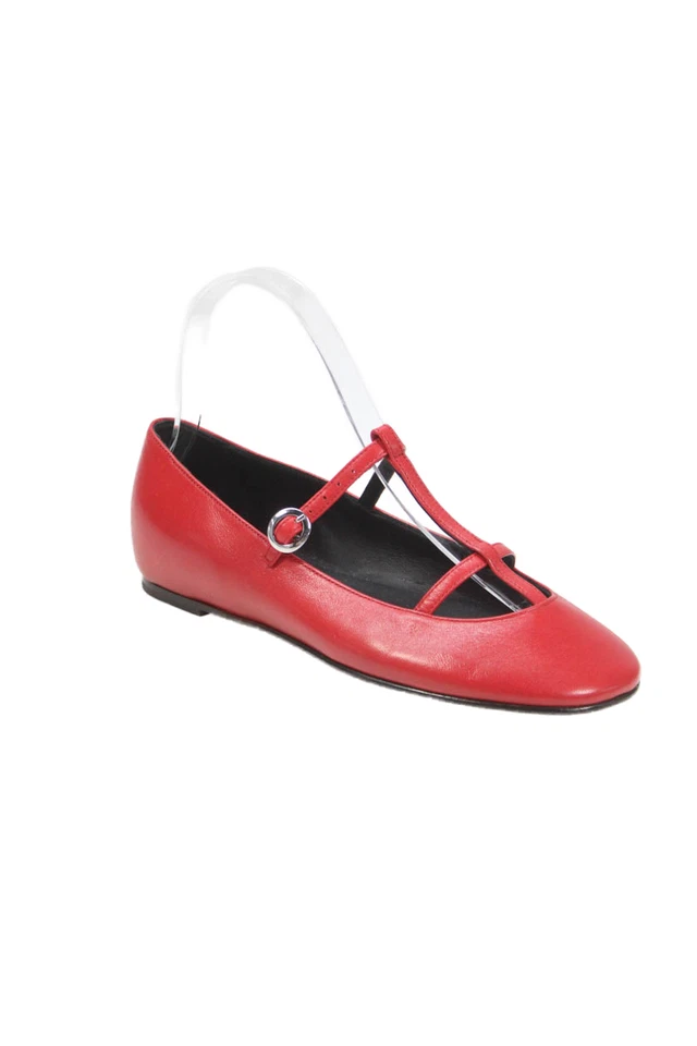 Linda Rodin +Scarosso Meninas Recortes Fivela Rasteira Mary Jane Sapatos Vermelho Tamanho 35.5 - Imagem 1 de 4