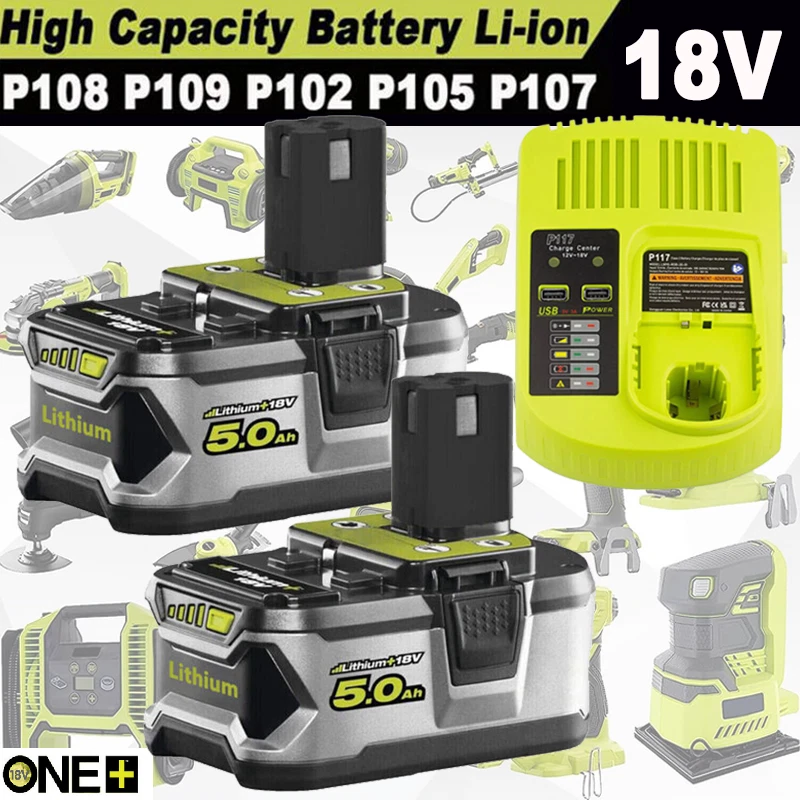 MARKENLOS 8.0Ah 6.0Ah 18V Akku Für RYOBI One Plus Lithium RB18L50 P108 Batterie DE 18 Volt