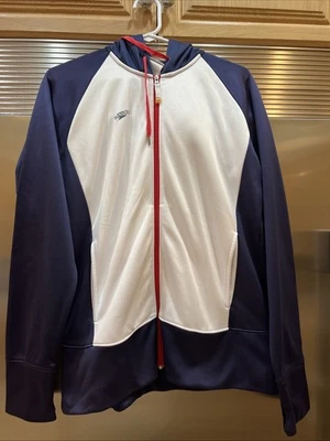 SPEEDO JACKET HOODIE  NAVY / WHITE RED SZ MED ATHLETIC ALL  AROUND FULL ZIPPER - Image 1 of 4