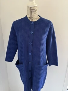 Cos Blue 3/4 Sleeve, Button Front, Cotton Waffle Cardigan w/Pockets Size M *New* - Picture 1 of 9