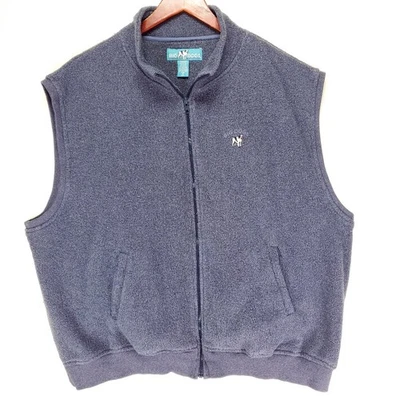 Vintage Big Dogs Full Zip Vest Oversize Mens 3X Blue Knit Sweater 90s Dad Casual - Image 1 of 4