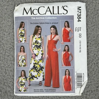McCalls 7384 The Archive Collection Dress Jumpsuit Size 12-18 Sewing Pattern - Image 1 of 4