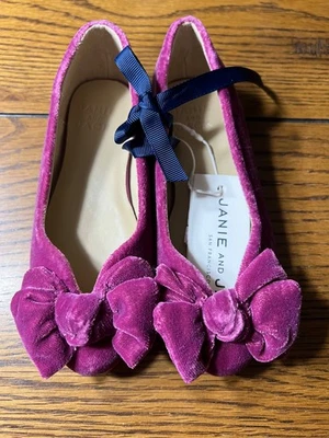 NWT Janie and Jack Wonder and Wish Velvet Ballet Flats Burgundy Sandal 9 Toddler - Image 1 of 4