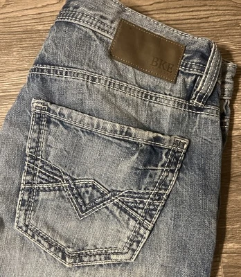 Jeans BKE Hebilla Jake Corte Bota Lavado Claro Tiro Medio Azul Talla 33x32 Foto 1 de 4
