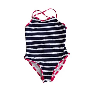 Oscar de la Renta Childrenswear Girls' Striped Swimsuit, Red, White & Blue SZ 8 - Picture 1 of 6