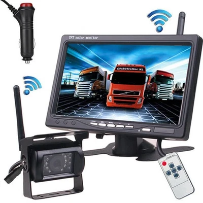 Digital Wireless Backup Camera 7" Car Rear View Monitor for 12V-24V Bus Truck RV - Image 1 of 4