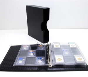 Grande SCHWARZES Album & Schuber mit 4 Einschlussseiten für 36 zertifizierte Münzplatten - Bild 1 von 11
