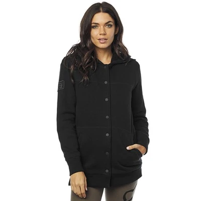 Fox Racing Womens Rage Sherpa Fleece Hoodie Button Up Classic Black X-Small - Image 1 of 2
