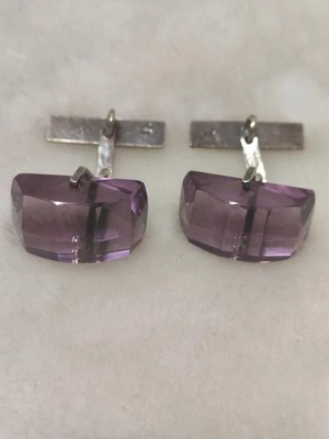 Gemelli vintage sovietici rari argento 875 URSS pietra gioielli uomo bellissimi - Immagine 1 di 4