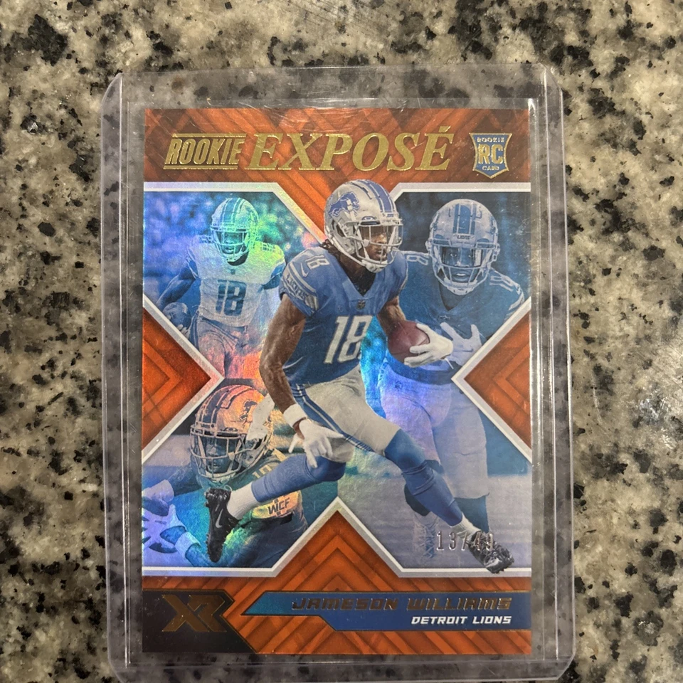 2022 Panini XR Football Jameson Williams Rookie Expose #RXP-7 Orange RC 13/49 - Image 1 of 2