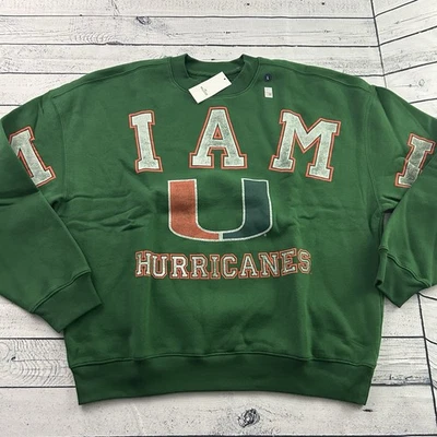 NUEVO Hollister Miami Hurricanes Pullover Cuello Redondo Sudadera Para Hombre Grande Verde Foto 1 de 4