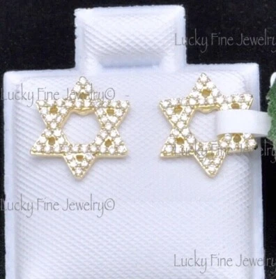 Pendiente de diamantes naturales de oro amarillo macizo de 14 k de 0,24 quilates estrella de David Foto 1 de 4