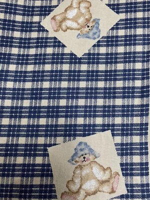 Country Bear Navy Plaid Print. Daisy Kingdom. 1/3 Yard - Image 1 of 3