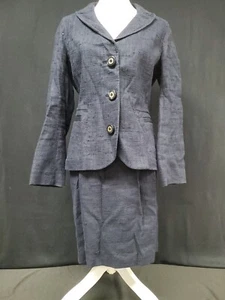Tory Burch 2-teilig marineblau Baumwollmischung Rock Blazer Jacke Anzug Größe 10 - Bild 1 von 11