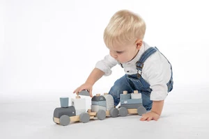 Label-Label - Stapelzug - Blau Holzzug Holz Eisenbahn Stapelzug Blöcke - Bild 1 von 3