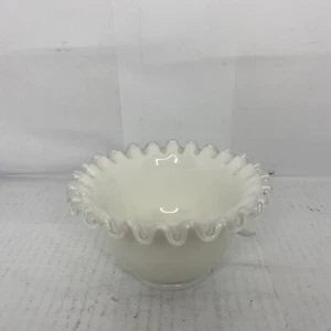 Vintage Fenton Art Glass Small Silver Crest Ruffle Edge Bowl - Picture 1 of 3