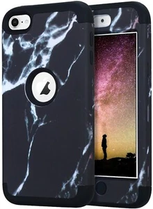 For iPod Touch 5th 6th & 7th Gen - Hard Hybrid Armor Impact Case Black Marble - Picture 1 of 6