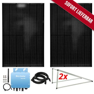 Balkon-Kraftwerk 820 Watt 2x 410W + Wechselrichter Halter PV-Anlage Solaranlage - Bild 1 von 6