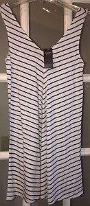 NWT ABERCROMBIE & FITCH SLEEVELESS V NECK TANK DRESS WHITE NAVY STRIPED Women XS - Picture 1 of 5