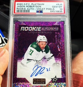 2020 OPC Platinum Jason Robertson Violet Pixels Rookie Auto PSA 10. Pop 3!