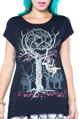 Iron Fist Clothing Swing Life Away Lace Sheer Back Skull Tee - Goth NWT - Image 1 of 3