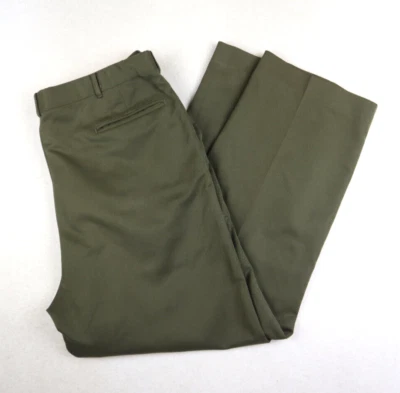 NORM THOMPSON AUTO-SIZER - MEN'S OLIVE GREEN PLEATED FRONT DRESS PANTS - SIZE 36 - Image 1 of 4