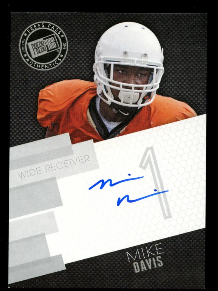 Tarjeta Press Pass U of Texas 2014 autógrafo firmado por Mike Davis #PPS-MD Foto 1 de 1