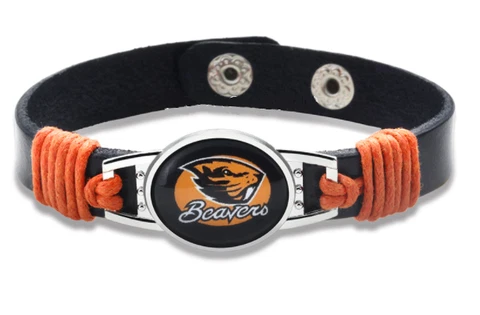 New Oregon State Beavers Leather Adjustable Bracelet, Gift for Her Mom Him Dad Cover