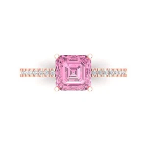 14K Rose Gold Vintage Engagement Ring for Women, 2.7 ctw Simulated Pink Diamond - Picture 1 of 11
