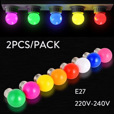 2X E27 Led Bulbs G45 Light Red Blue Green Orange Purple Ac220v Es Screw-base Rgb - Image 1 of 4