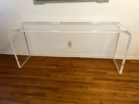 Vintage Charles Hollis Jones -Waterfall Console Table 1970’s Custom Lucite Cover