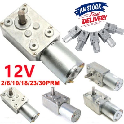 12V DC Metal Gear High Torque Turbine Turbo Worm Speed Geared Reduction Motor AU - image 1 of 4