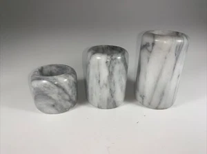 Set Of 3 Heavy Marble Candle Holders Candlesticks - Picture 1 of 13